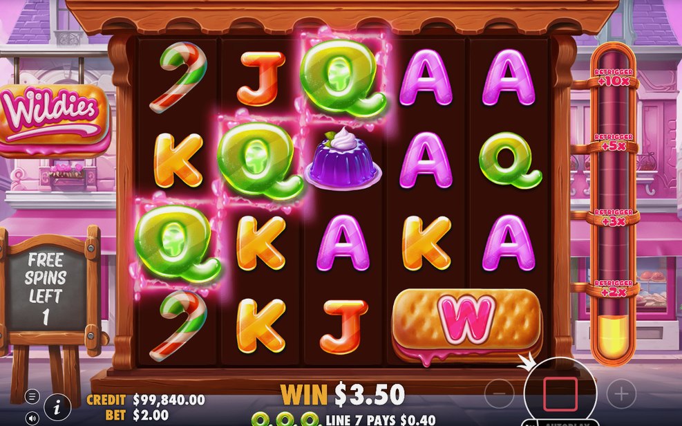 Free Spins där WILD ligger kvar mellan snurrarna